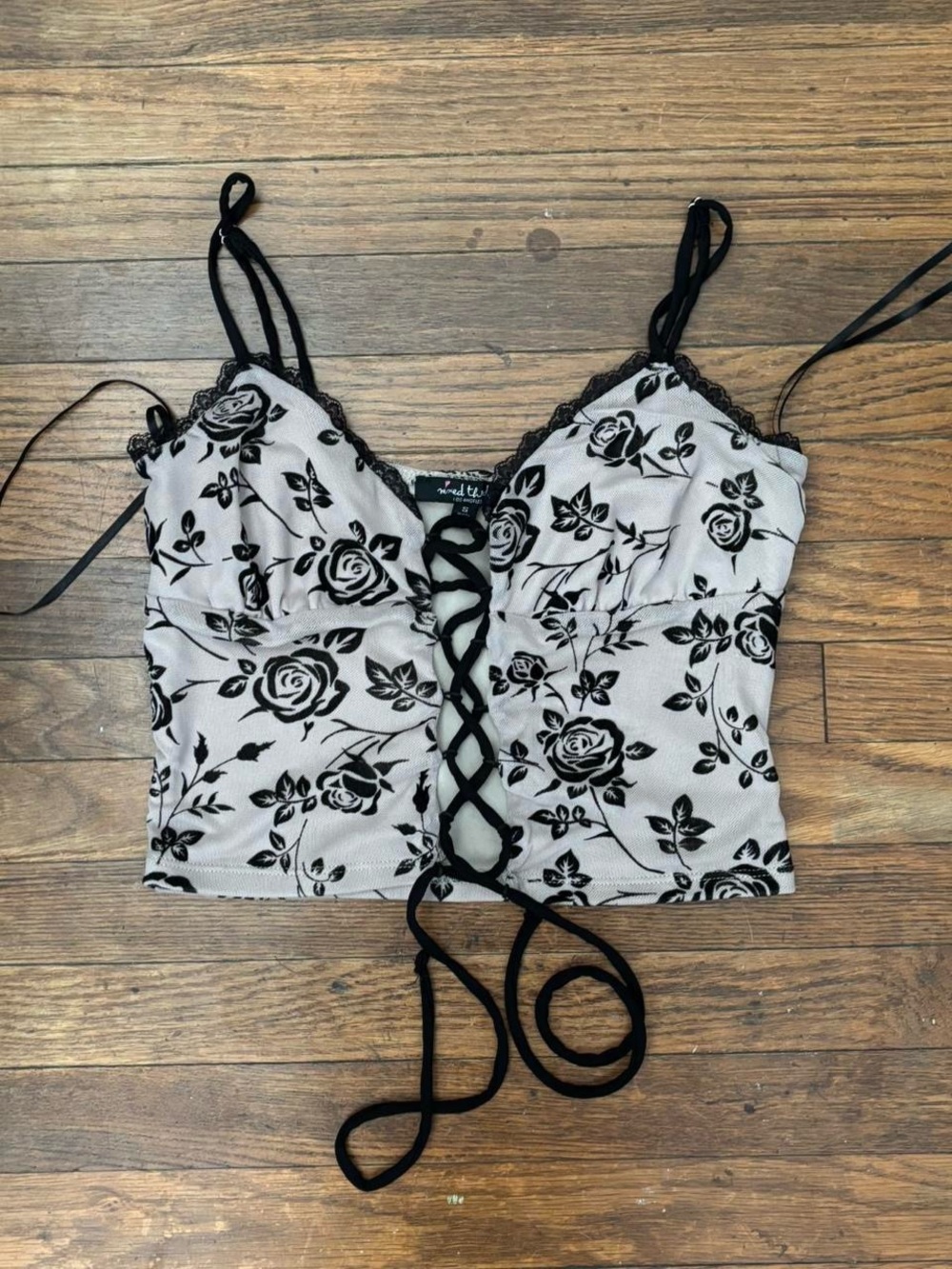 mixed threads floral tank top